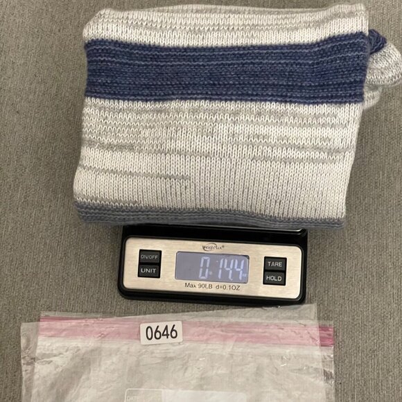 Celtic & Co. Women's Striped Sweater Made in Scotland blue grey white fine knit - Picture 6 of 6